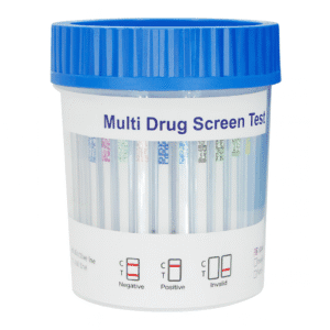Multi-6 urin hurtigtest i kopp som påviser THC, opiater, kokain, amfetamin, metamfetamin og benzodiazepiner – rask og enkel narkotikatest.