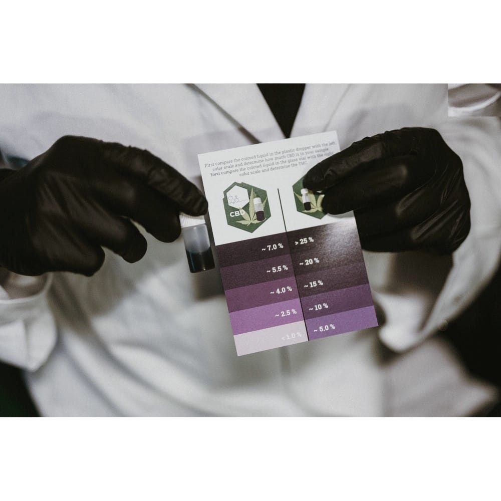 Resultatvisning fra THC/CBD QTest for analyse av THC og CBD i cannabis